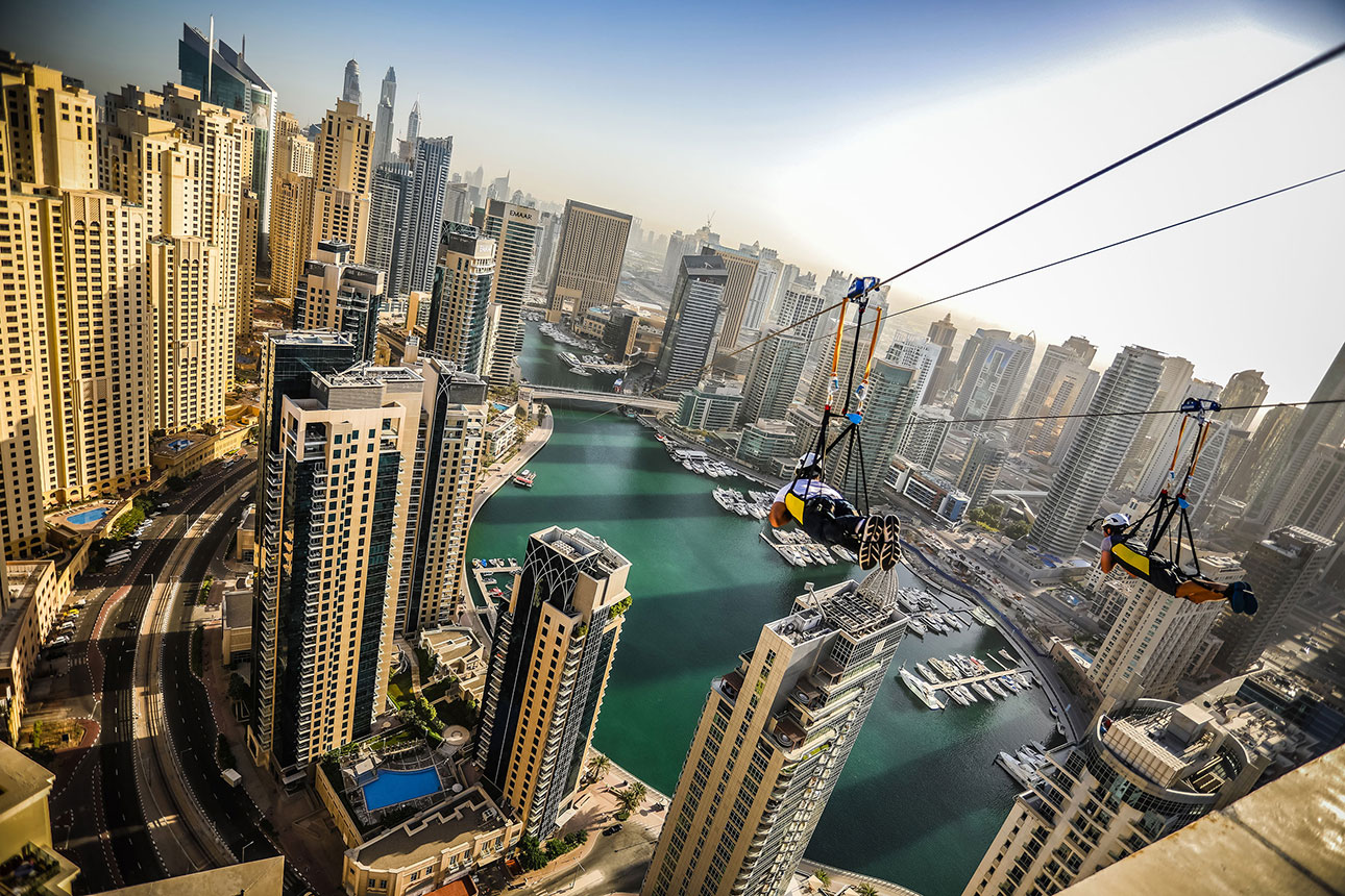 Mit der Zipline über die Dubai Marina fliegen